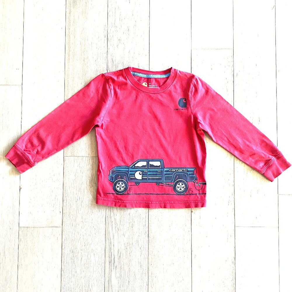 Carthartt Red Long Sleeve Shirt with Truck Design - Toddler Size 3T